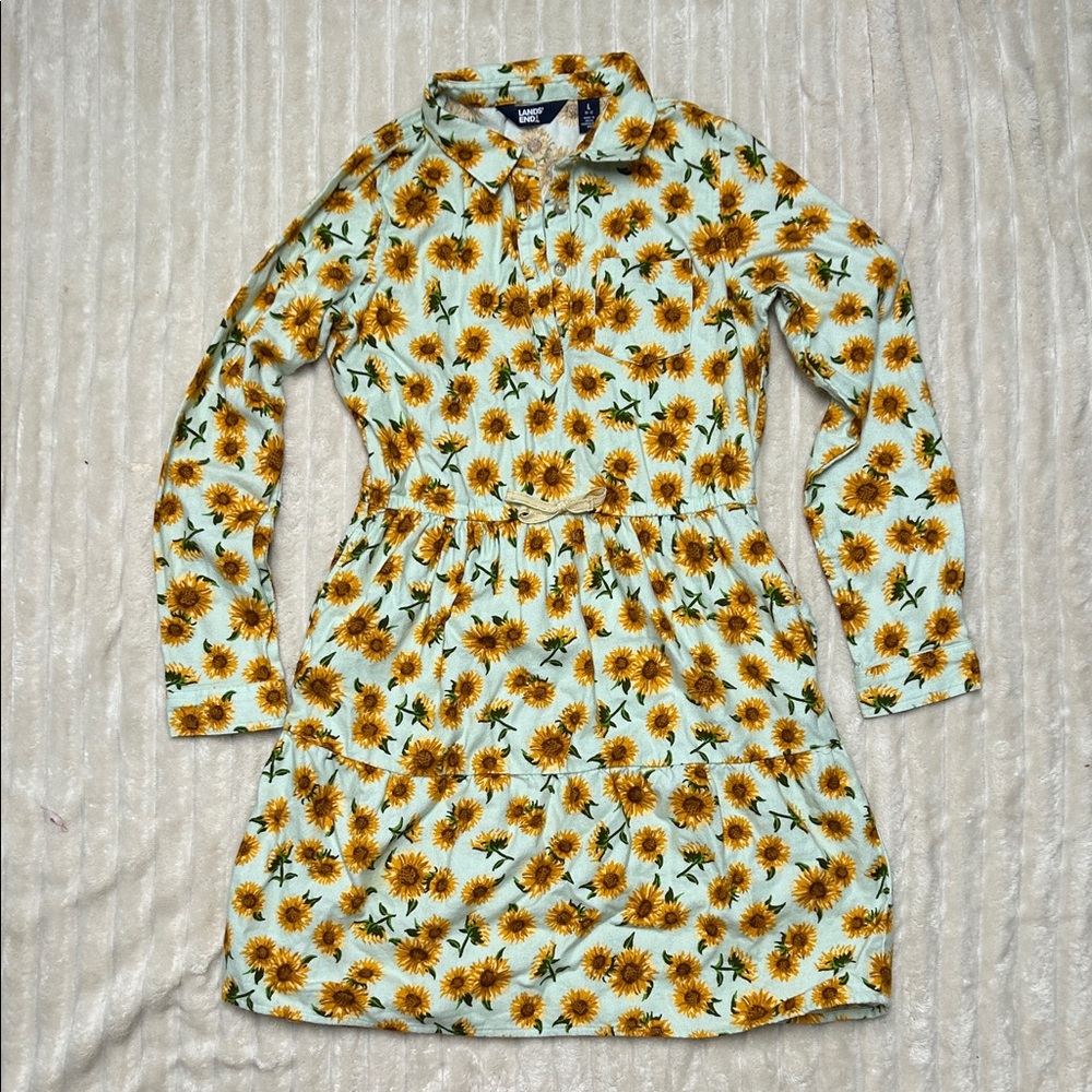 Lands' End Sunflower Pattern Kids Dress